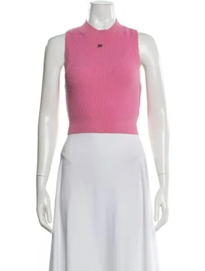 Pre-owned Sandro Mock Neck Sleeveless Crop Top In Green