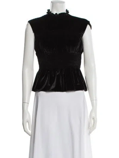 Pre-owned Sandro Mock Neck Sleeveless Top In Black