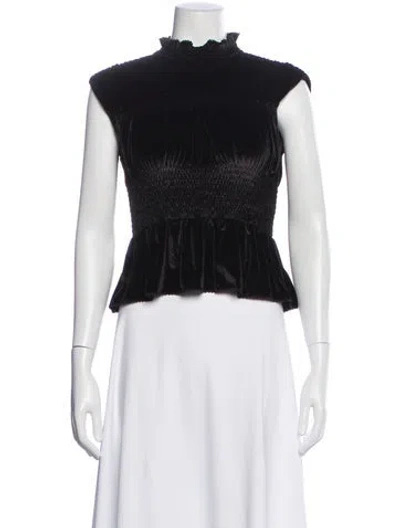Pre-owned Sandro Mock Neck Sleeveless Top In Black
