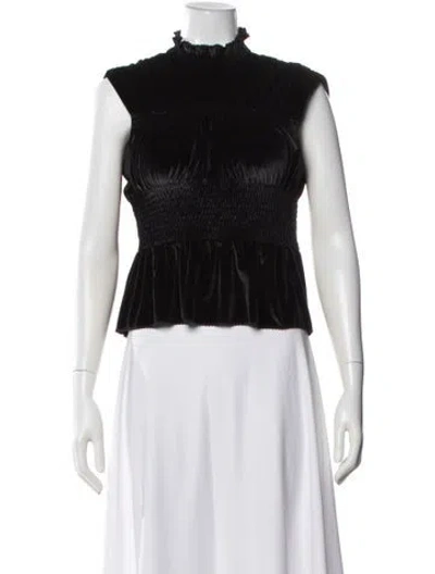 Pre-owned Sandro Mock Neck Sleeveless Top In Blue