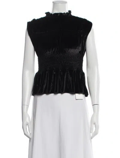 Pre-owned Sandro Mock Neck Sleeveless Top W/ Tags In Black