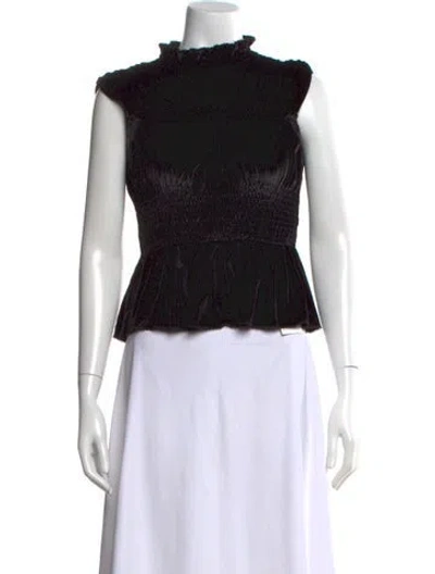 Pre-owned Sandro Mock Neck Sleeveless Top W/ Tags In Black