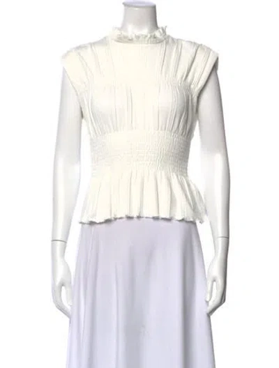 Pre-owned Sandro Mock Neck Sleeveless Top In White
