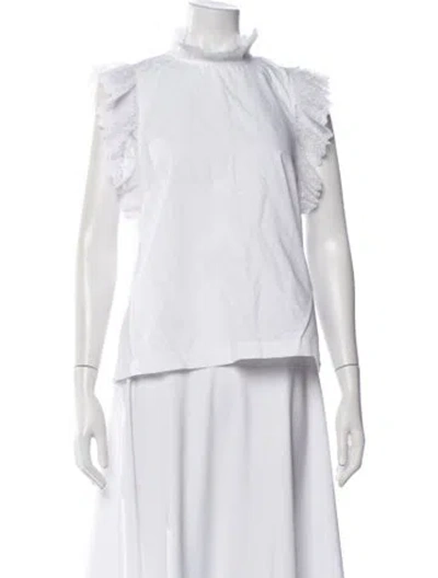 Pre-owned Sandro Mock Neck Sleeveless Top In White
