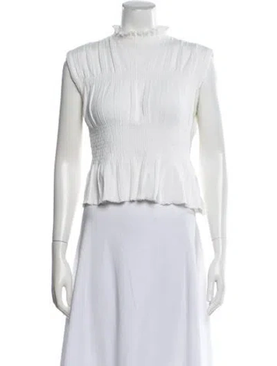Pre-owned Sandro Mock Neck Sleeveless Top In White