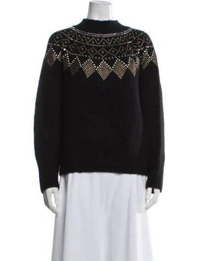 Pre-owned Sandro Mock Neck Sweater In Black