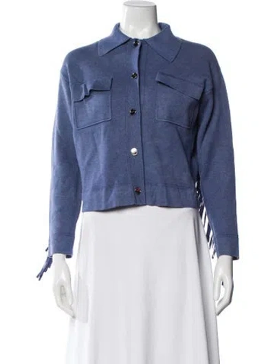 Pre-owned Sandro Mock Neck Sweater In Blue