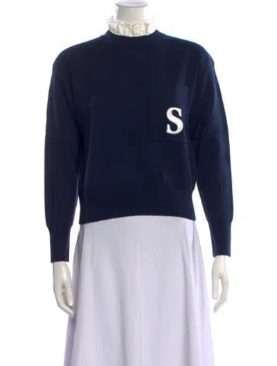 Pre-owned Sandro Mock Neck Sweater In Blue