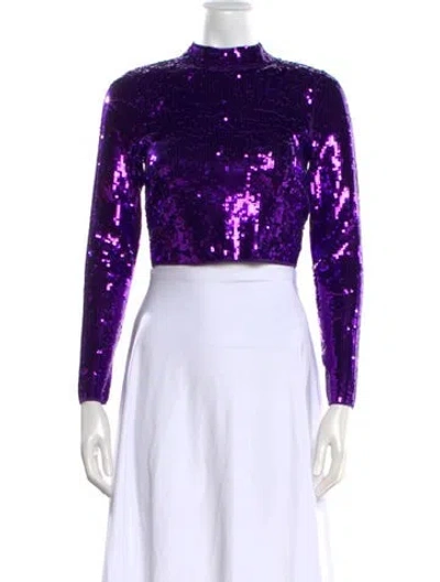 Pre-owned Sandro Mock Neck Sweater In Purple