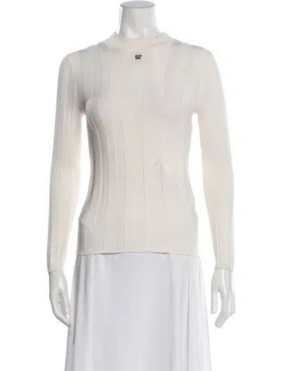 Pre-owned Sandro Mock Neck Sweater In White