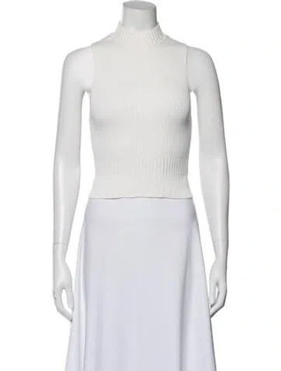 Pre-owned Sandro Mock Neck Sweater In White