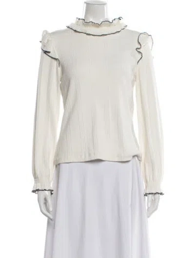 Pre-owned Sandro Mock Neck Sweater In White