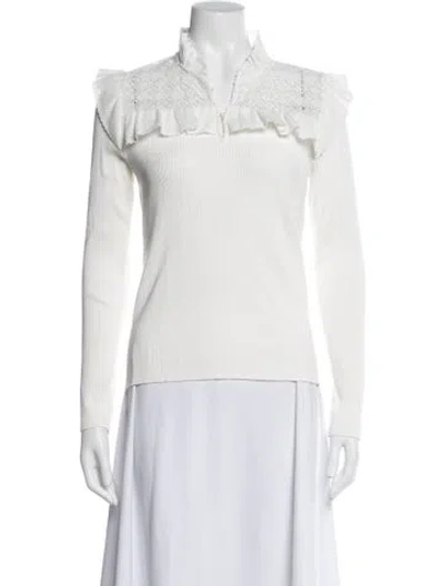 Pre-owned Sandro Mock Neck Sweater In White
