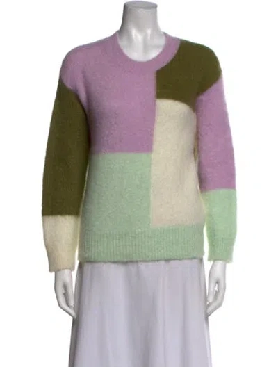 Pre-owned Sandro Mohair Colorblock Pattern Sweater In Purple
