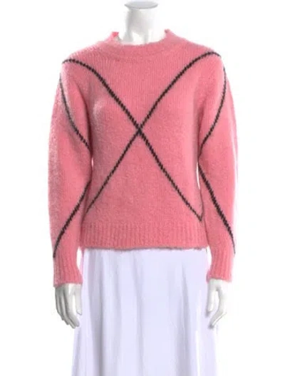 Pre-owned Sandro Mohair Crew Neck Sweater In Pink