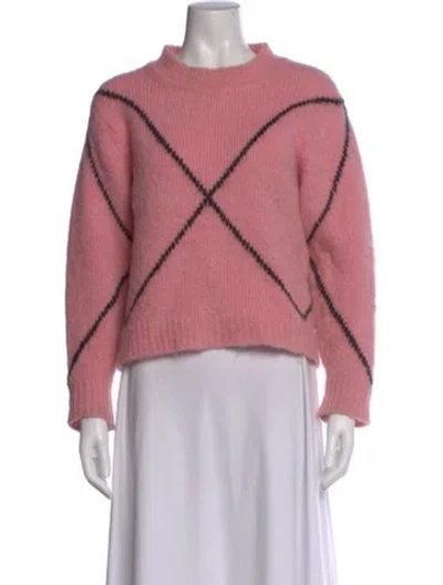 Pre-owned Sandro Mohair Crew Neck Sweater In Pink