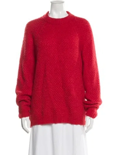 Pre-owned Sandro Mohair Crew Neck Sweater In Red
