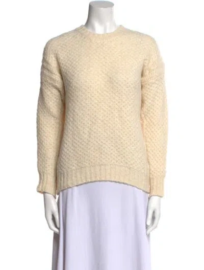 Pre-owned Sandro Mohair Crew Neck Sweater In White
