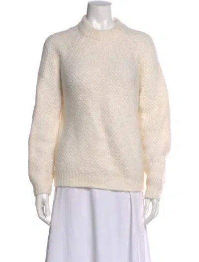Pre-owned Sandro Mohair Mock Neck Sweater In Neutral