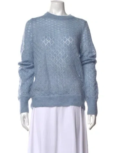 Pre-owned Sandro Mohair Patterned Sweater In Blue