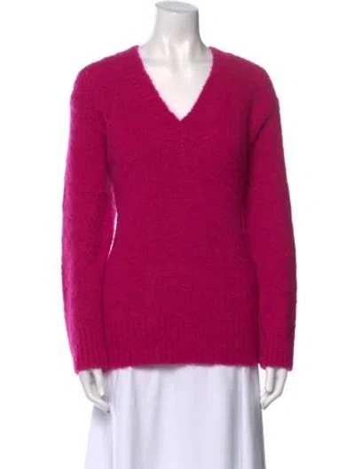 Pre-owned Sandro Mohair V-neck Sweater In Pink