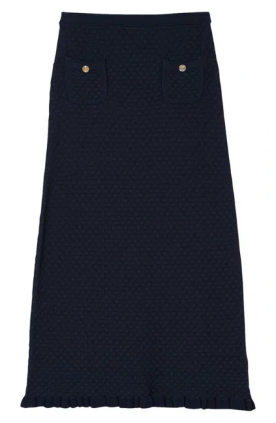 Sandro Moline Knit Skirt In Deep Blue