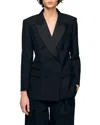 Sandro Tuxedo Jacket With Satin Collar In Black