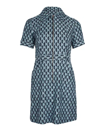Sandro Monogram-print Dress In Blue Cotton