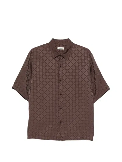 Sandro Monogram-pattern Shirt In Brown