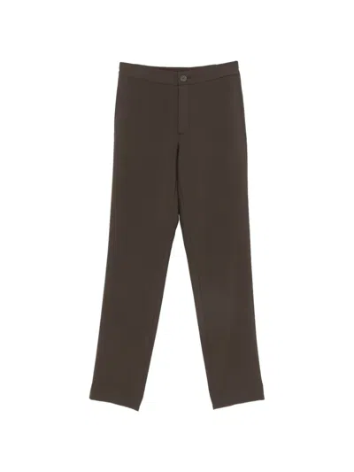 Sandro Monogram-pattern Straight-leg Trousers In Brown