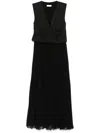 Sandro Montaigne Mixed Media Maxi Dress In Black