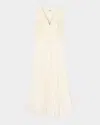Sandro Montaigne Mixed Media Maxi Dress In Ecru
