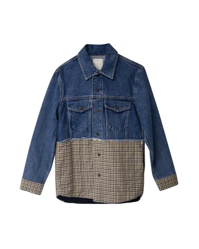 Sandro Moorea Mix Media Jacket In Multicolor Denim