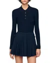 Sandro Morin Cable Knit Polo Sweater In Blue