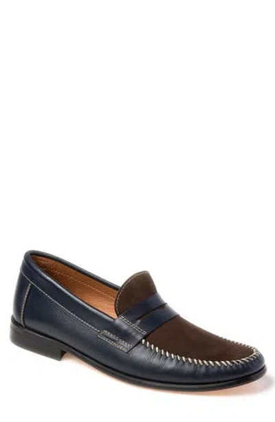 Sandro Moscoloni Hugo Moc Toe Penny Loafer In Navy Leather
