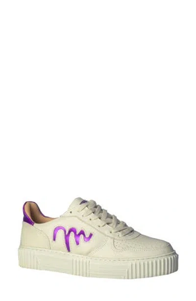 Sandro Moscoloni Low Top Leather Sneaker In White/purple