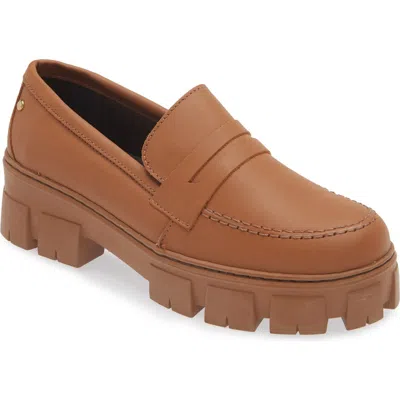 Sandro Moscoloni Platform Penny Loafer In Caramel
