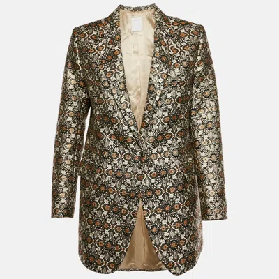 Pre-owned Sandro Multi Colour Brocade Tailored Fit Blazer S