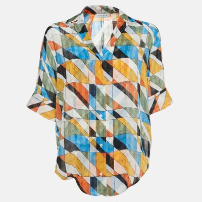Sandro Multicolour Geo Print Chiffon Open Back Shirt