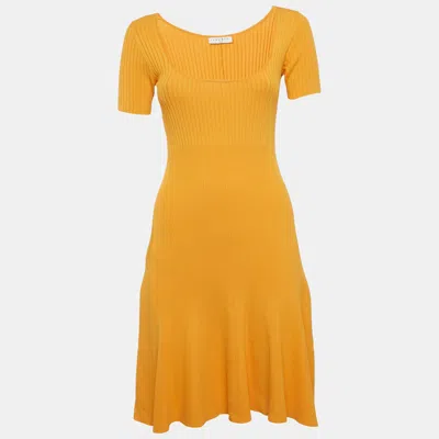 Pre-owned Sandro Mustard Yellow Rib Knit Midi Dress S