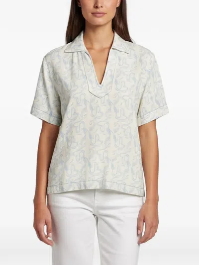 Pre-owned Sandro Nautical-print Jacquard Top In Neutrals