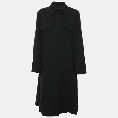 Pre-owned Sandro Navy Blue Gabardine Belted Trench Coat L