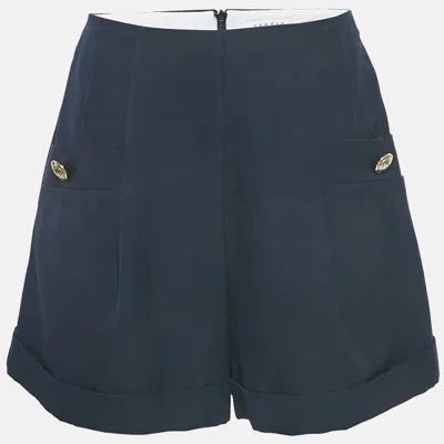 Pre-owned Sandro Navy Blue Gabardine Shorts M