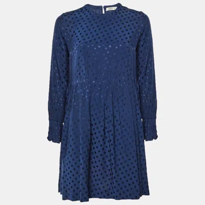 Sandro Navy Blue Polka Dot Crepe Mini Dress