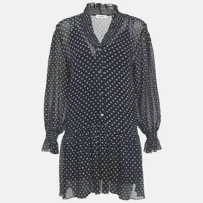 Pre-owned Sandro Navy Blue Polka-dot Fil Coupé Georgette Mini Dress M