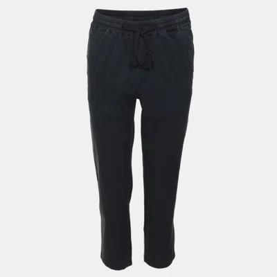 Pre-owned Sandro Navy Blue Stretch Cotton Drawstring Pants M
