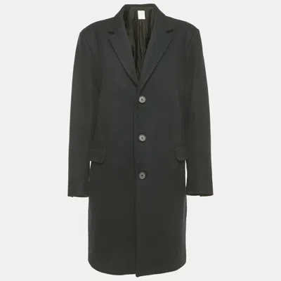 Pre-owned Sandro Navy Blue Wool Blend Mid Length Apollo Coat Xl