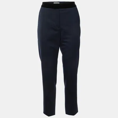 Pre-owned Sandro Navy Blue Wool Blend Tailored Trousers M