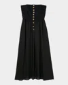 Sandro Cotton-blend Bandeau Midi Dress In Black