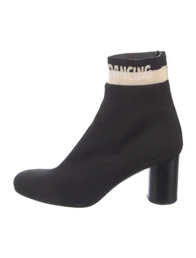 Pre-owned Sandro Neoprene Grosgrain Trim Sock Boots In Black